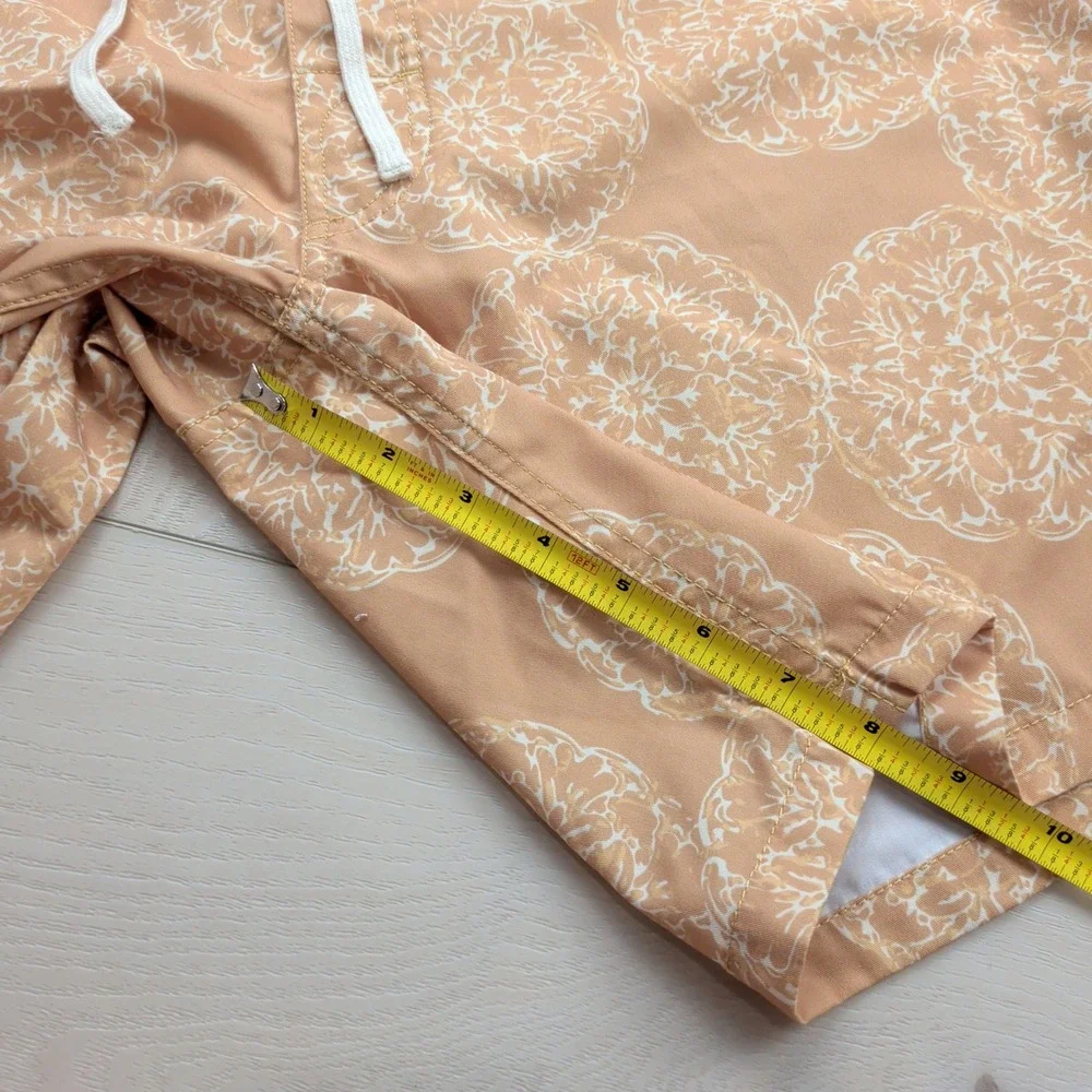 NEW Rhythm Shippo Trunk Mens 34 Board Shorts Peach Medallion Print Swim Trunks